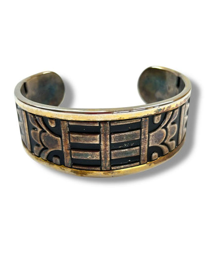 Distressed Boho Open Cuff Bangle Bracelet Embossed Design