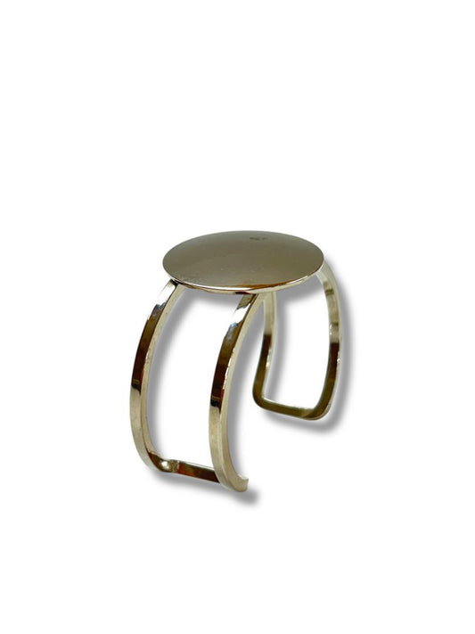 Silvertone Open Bangle Cuff Bracelet Circle Design