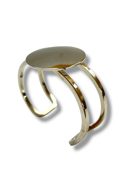 Silvertone Open Bangle Cuff Bracelet Circle Design