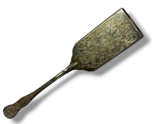 Vintage Silverplate Server Lasagna Cake Casserole Ornate Serrated Edges 12"