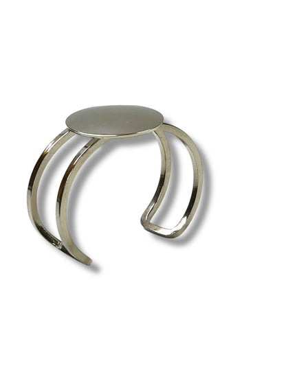 Silvertone Open Bangle Cuff Bracelet Circle Design