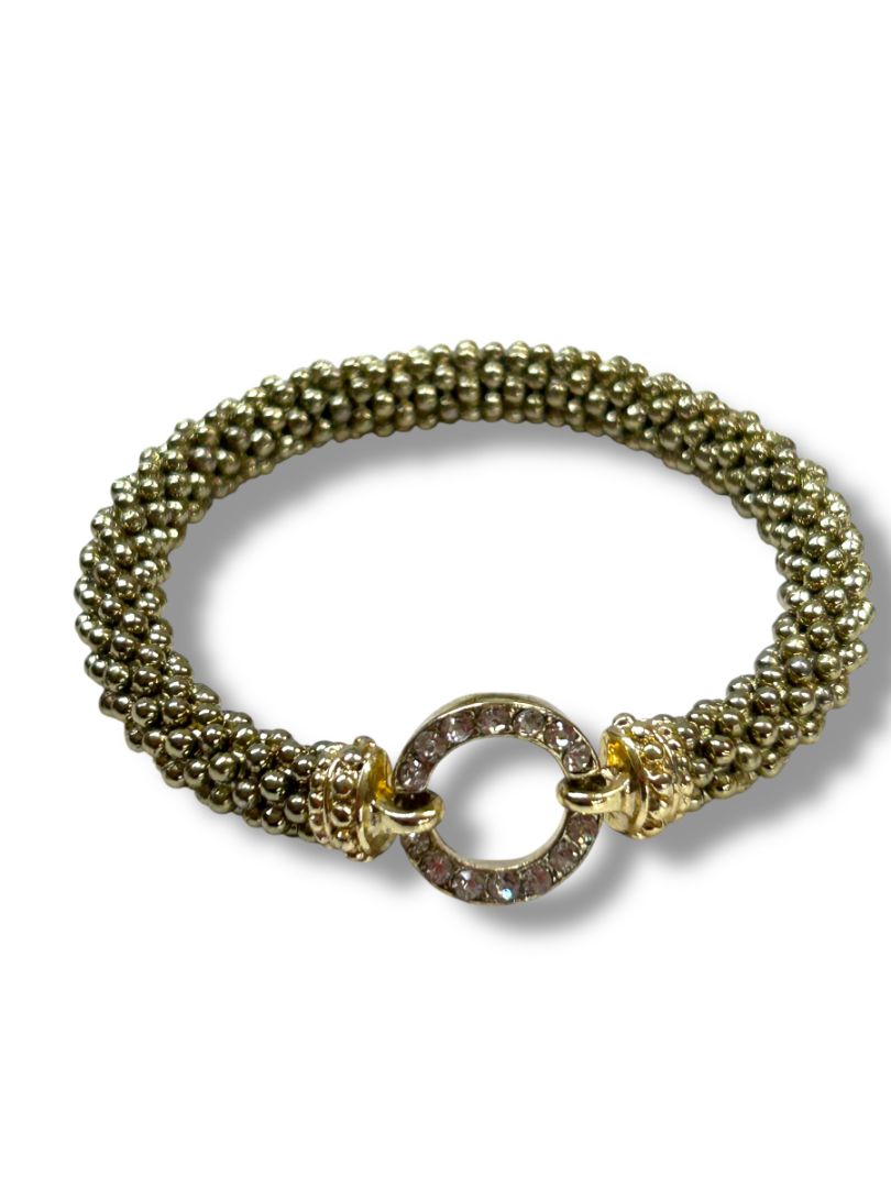 Light Goldtone Stretch Bracelet Rhinestones