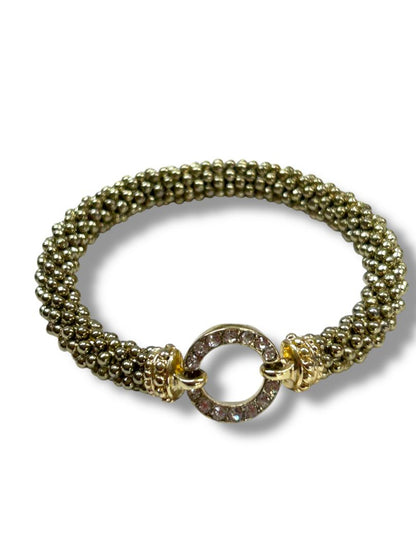 Light Goldtone Stretch Bracelet Rhinestones