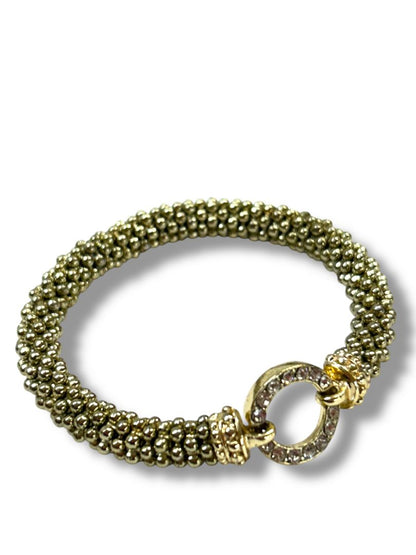 Light Goldtone Stretch Bracelet Rhinestones