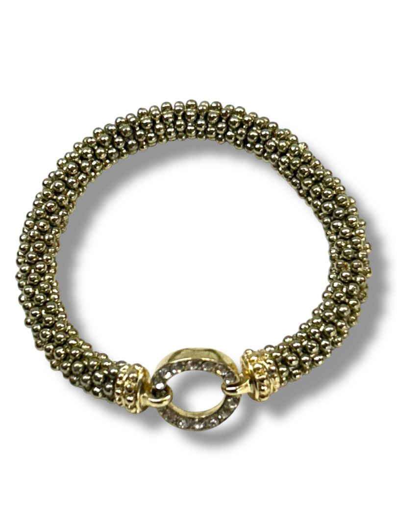 Light Goldtone Stretch Bracelet Rhinestones