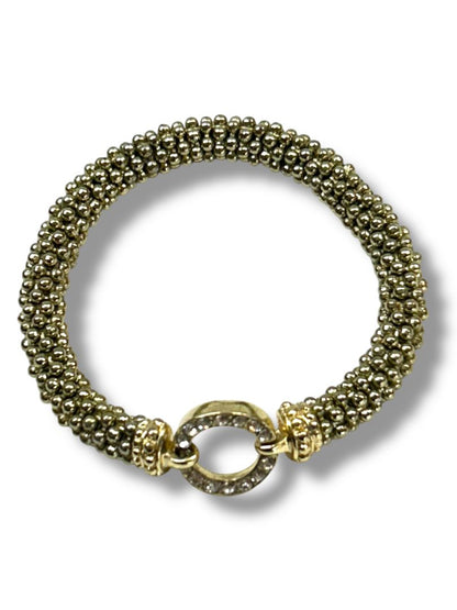 Light Goldtone Stretch Bracelet Rhinestones