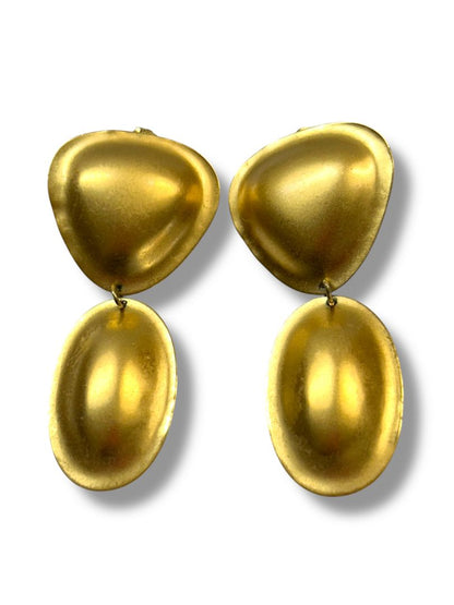 Lot of 3 Vintage Goldtone Post Pierced Earrings Statement Heart Disco