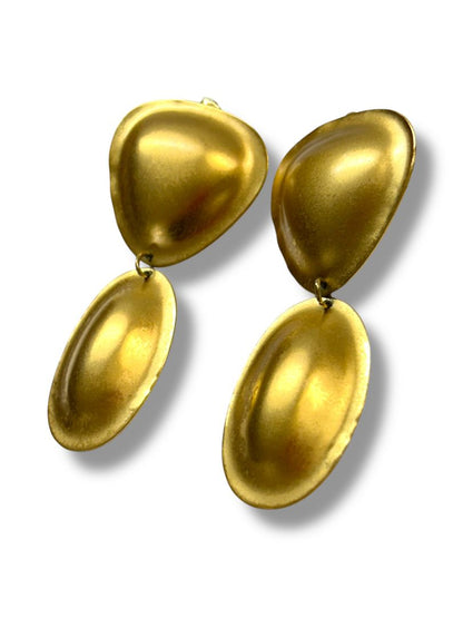 Lot of 3 Vintage Goldtone Post Pierced Earrings Statement Heart Disco