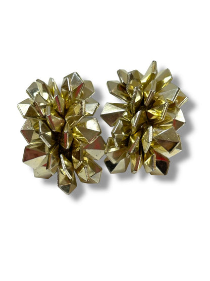 Lot of 3 Vintage Goldtone Post Pierced Earrings Statement Heart Disco