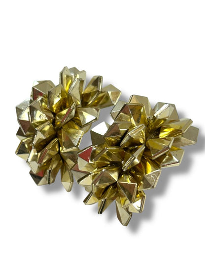 Lot of 3 Vintage Goldtone Post Pierced Earrings Statement Heart Disco