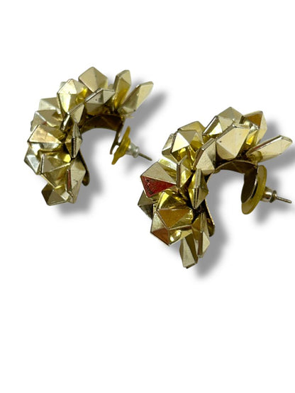 Lot of 3 Vintage Goldtone Post Pierced Earrings Statement Heart Disco