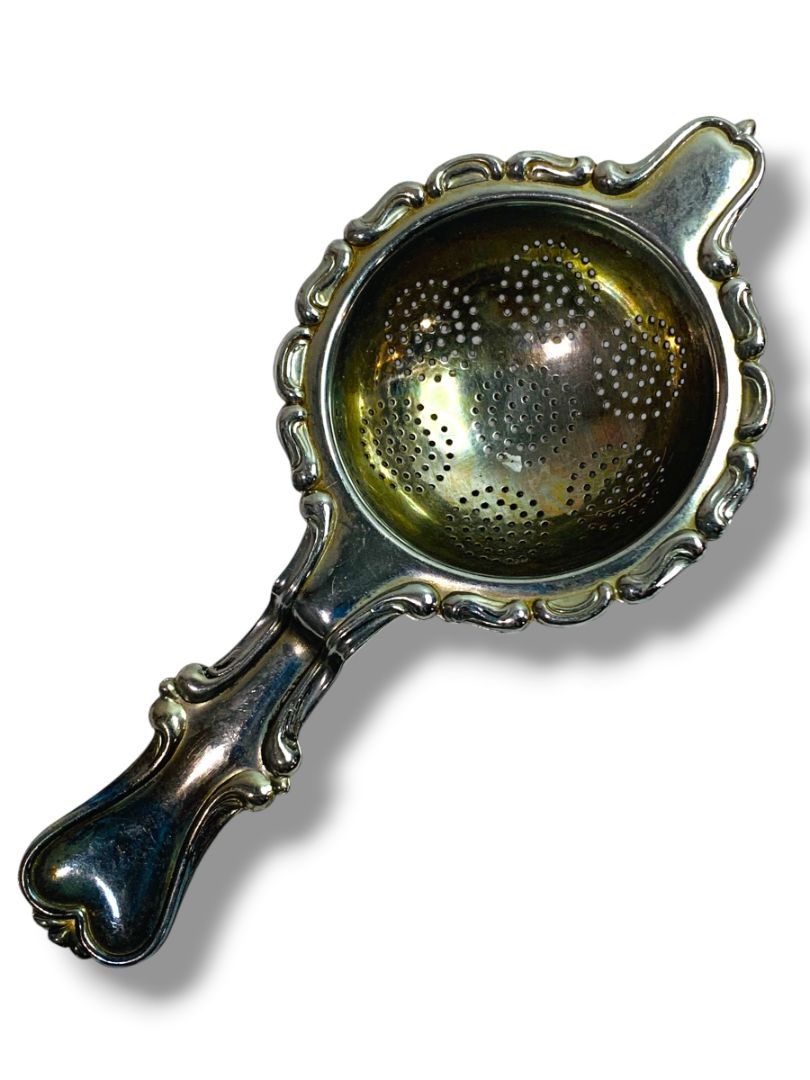 Vintage Silverplate Tea Strainer Handled Italy 7"l 3.1" Diameter