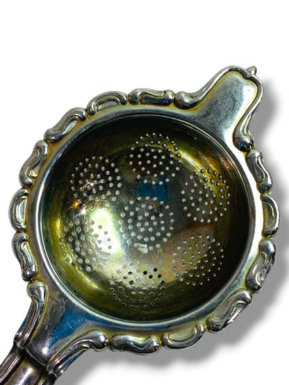 Vintage Silverplate Tea Strainer Handled Italy 7"l 3.1" Diameter