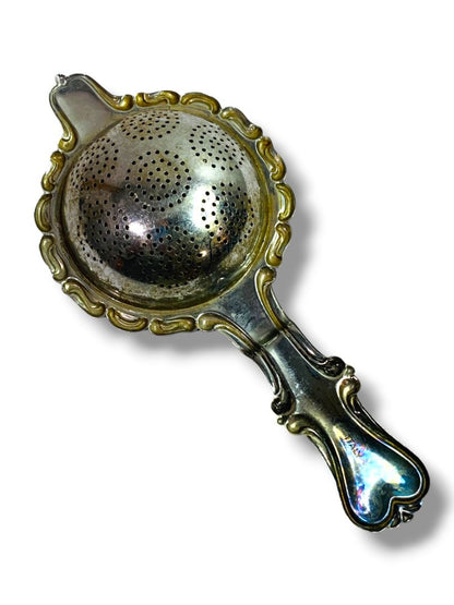 Vintage Silverplate Tea Strainer Handled Italy 7"l 3.1" Diameter