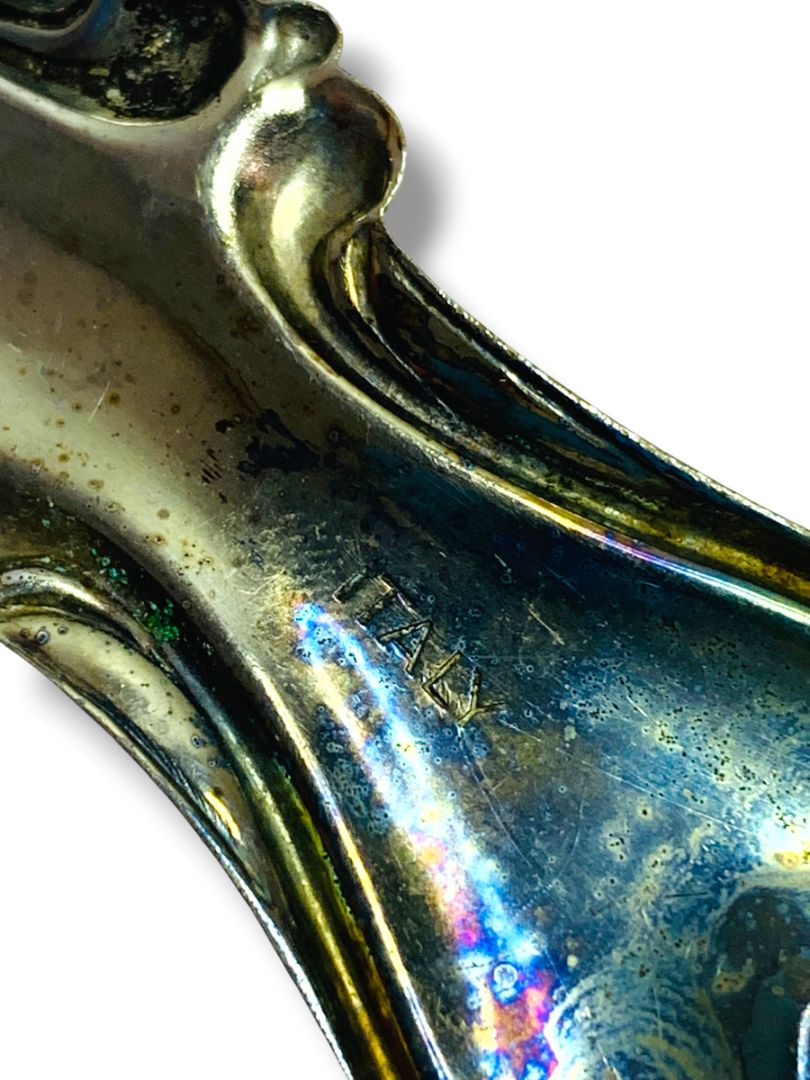 Vintage Silverplate Tea Strainer Handled Italy 7"l 3.1" Diameter