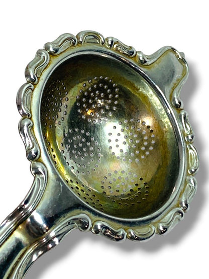 Vintage Silverplate Tea Strainer Handled Italy 7"l 3.1" Diameter