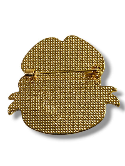 Lest We Forget Red Poppy Black Enameled Pin Brooch 2"