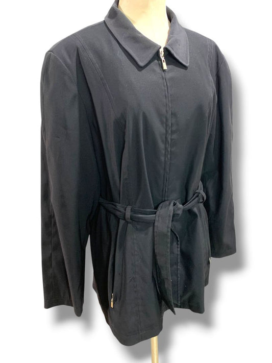 Size XL Braeton Womens Black Full Zip Trench Style Belted Jacket