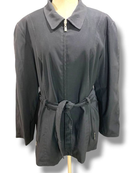 Size XL Braeton Womens Black Full Zip Trench Style Belted Jacket
