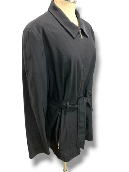 Size XL Braeton Womens Black Full Zip Trench Style Belted Jacket