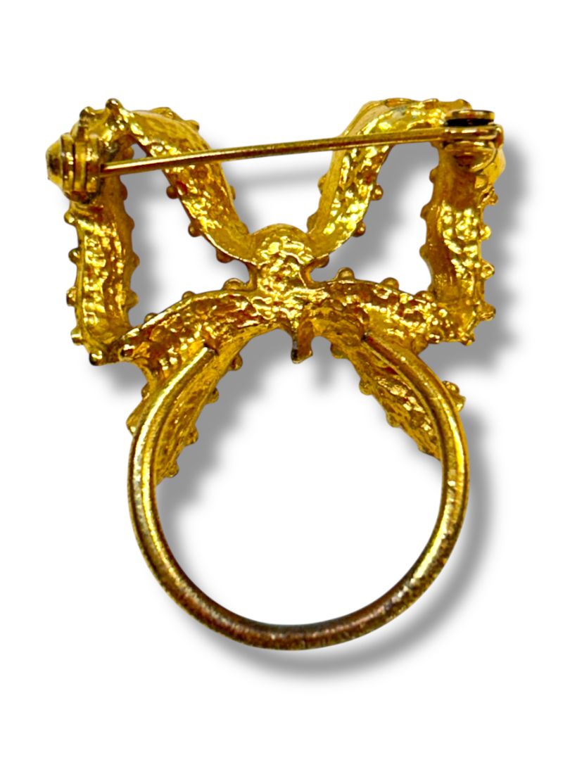 Lot of 2 Vintage Goldtone Brooch Pins Open Circle Design 1.2"-1.5"