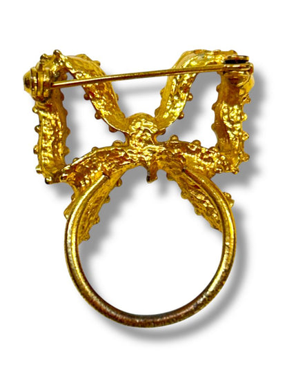 Lot of 2 Vintage Goldtone Brooch Pins Open Circle Design 1.2"-1.5"