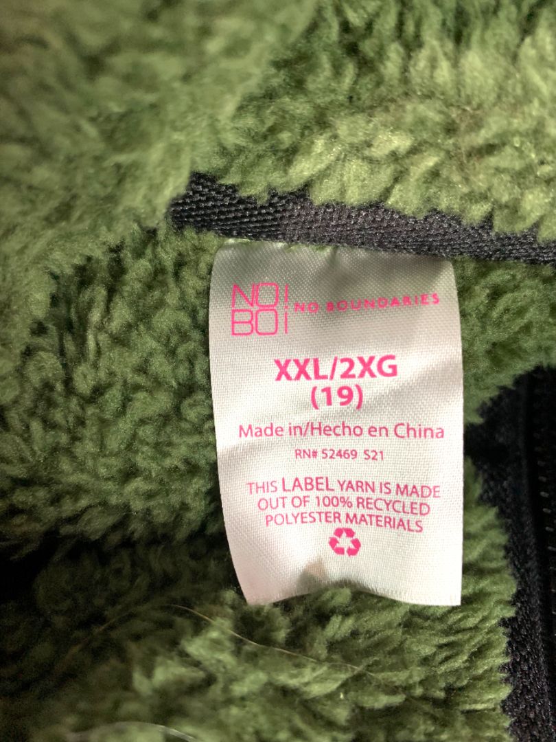 XXL (19) Nobo No Boundaries Junior Womens Green Fleece Pullover Jacket