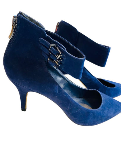 Size 9.5 BCBGeneration Blue Velvet Ankle Strap 3.5" Heels Shoes
