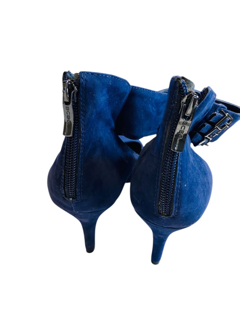Size 9.5 BCBGeneration Blue Velvet Ankle Strap 3.5" Heels Shoes