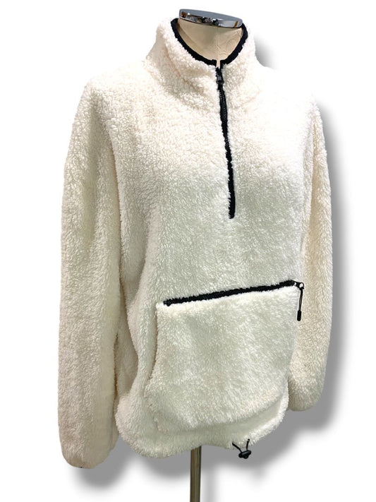 Size XL (15-17) Nobo No Boundaries Junior Womens Cream Fleece Pullover Jacket