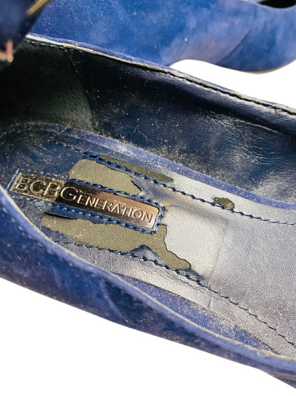 Size 9.5 BCBGeneration Blue Velvet Ankle Strap 3.5" Heels Shoes