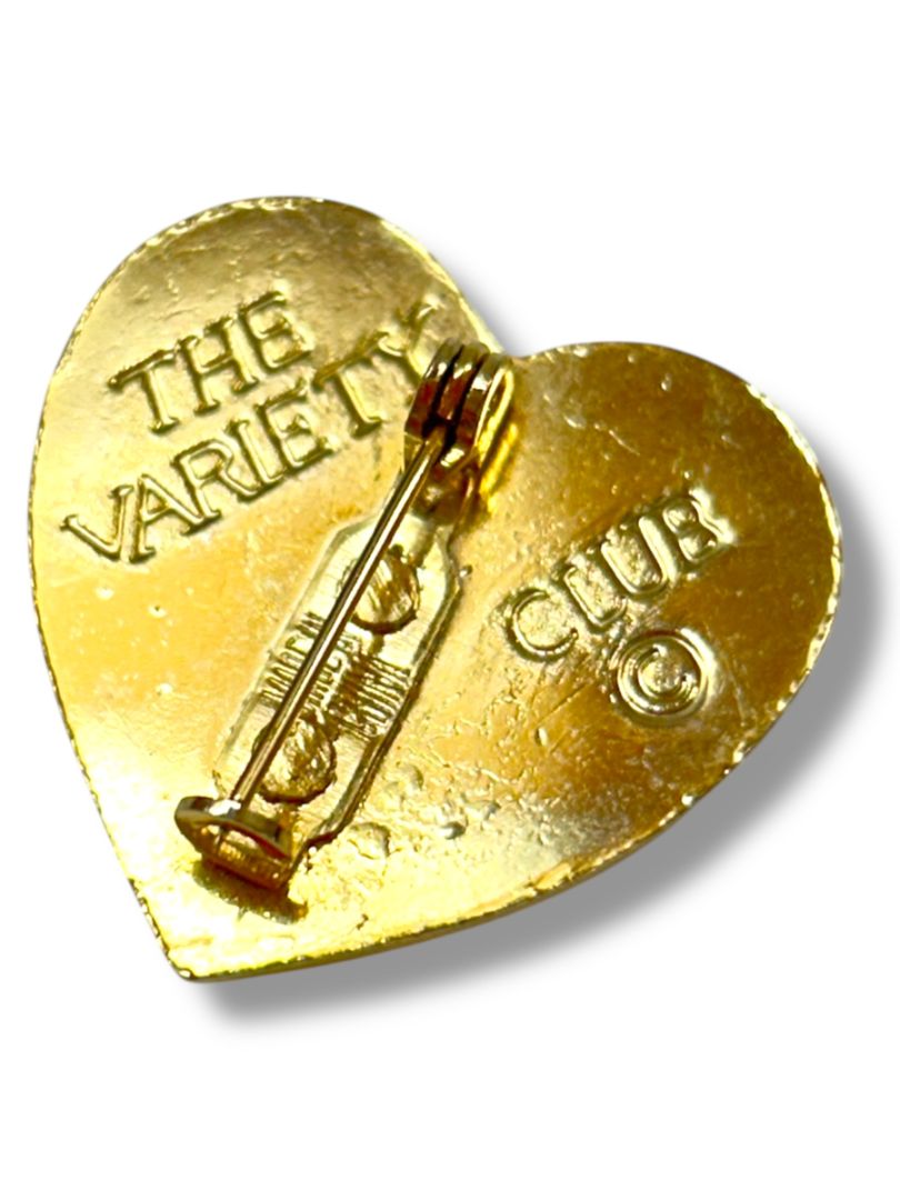 Lot of 2 Goldtone Heart Brooch Pins Variety Club 1" Rope Design 2"