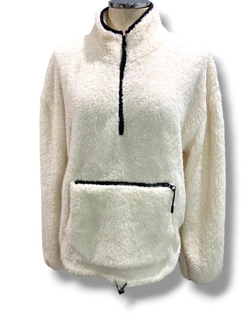 Size XL (15-17) Nobo No Boundaries Junior Womens Cream Fleece Pullover Jacket