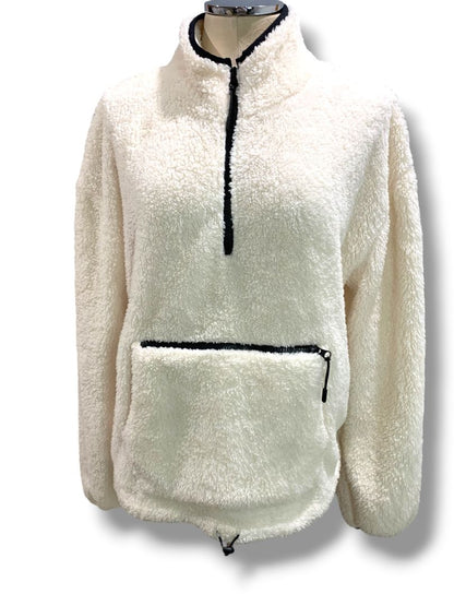 Size XL (15-17) Nobo No Boundaries Junior Womens Cream Fleece Pullover Jacket