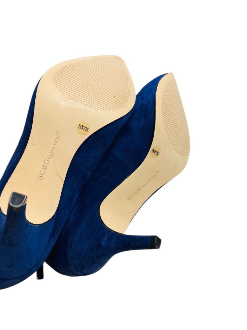Size 9.5 BCBGeneration Blue Velvet Ankle Strap 3.5" Heels Shoes
