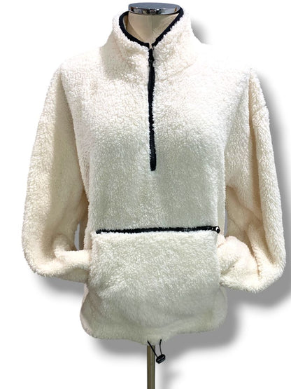 Size XL (15-17) Nobo No Boundaries Junior Womens Cream Fleece Pullover Jacket