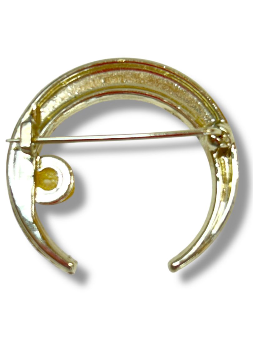 Vintage Lot of 2 Silvertone Brooches Black Beaded Faux Pearl 1.25-1.75"