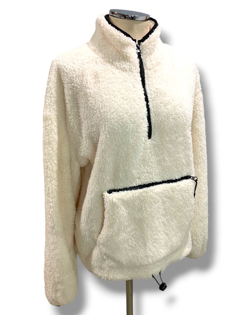 Size XL (15-17) Nobo No Boundaries Junior Womens Cream Fleece Pullover Jacket