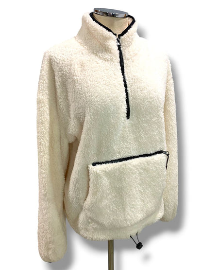 Size XL (15-17) Nobo No Boundaries Junior Womens Cream Fleece Pullover Jacket