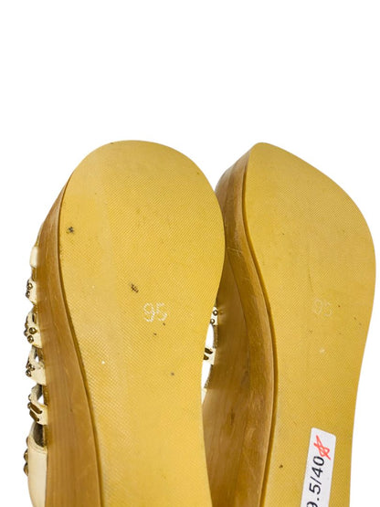 Size 9.5 Colleen Cordero Platform Wood Sandals Leather Studded Western Womens