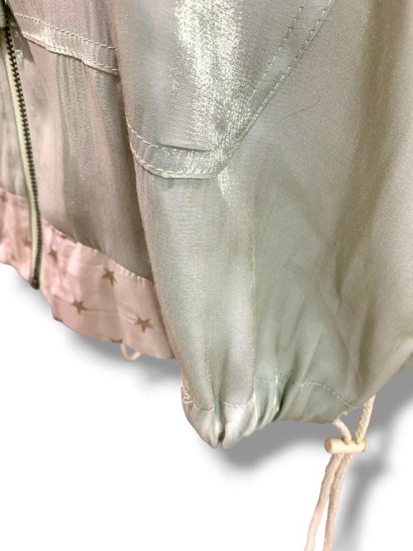 Large Mystree Womens Womens Spring Zip Up Jacket Tan Sheen