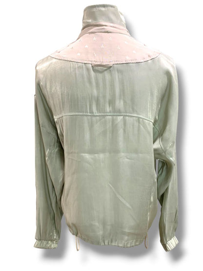 Large Mystree Womens Womens Spring Zip Up Jacket Tan Sheen