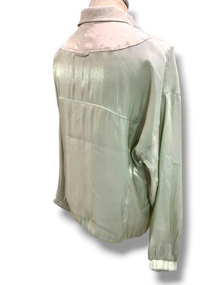 Large Mystree Womens Womens Spring Zip Up Jacket Tan Sheen