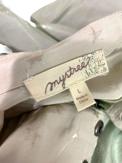 Large Mystree Womens Womens Spring Zip Up Jacket Tan Sheen