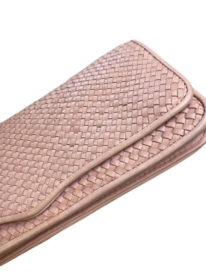 Rebecca Minkoff Honey Woven Leather Soft Clutch Pink and Dust Bag