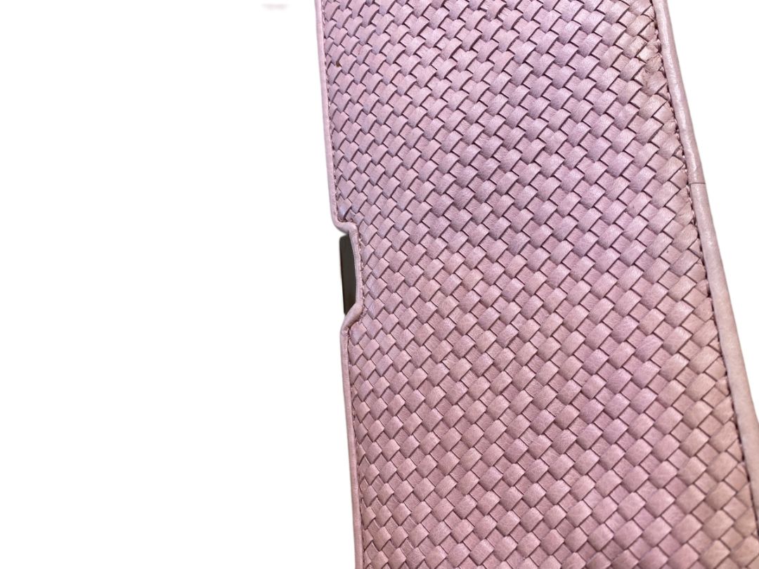 Rebecca Minkoff Honey Woven Leather Soft Clutch Pink and Dust Bag