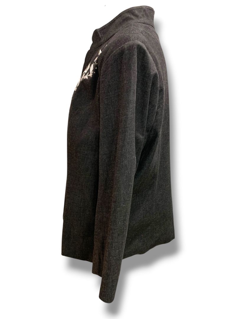 Size XL Susan Graver Black Full Zip Womens Denim Embroidered Jacket