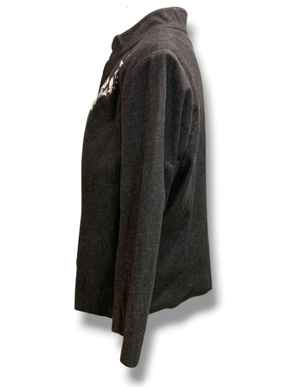 Size XL Susan Graver Black Full Zip Womens Denim Embroidered Jacket