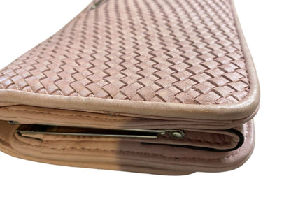 Rebecca Minkoff Honey Woven Leather Soft Clutch Pink and Dust Bag