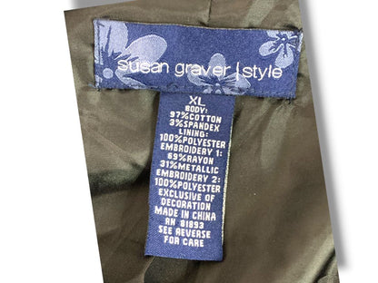 Size XL Susan Graver Black Full Zip Womens Denim Embroidered Jacket